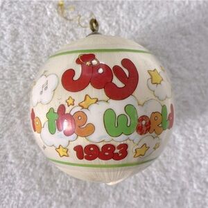 Vintage 1983 Joy to the World Happy Holidays Holiday Ornament